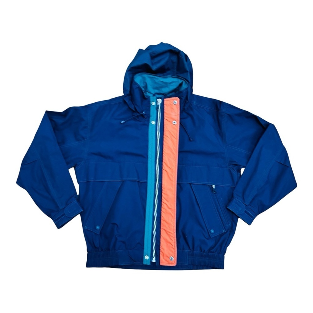 London Fog Blue and Orange Hooded Windbreaker